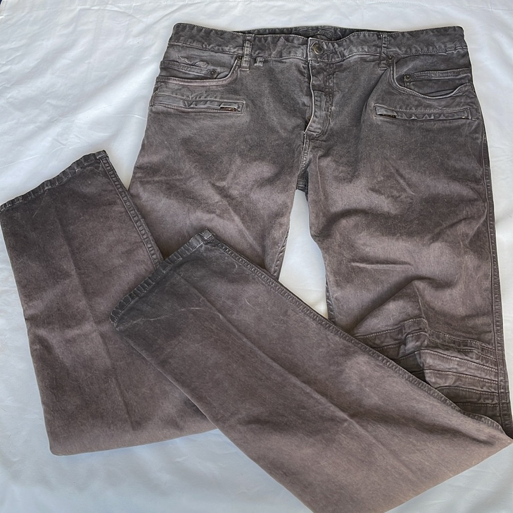 Robins Jeans Pants Mens 38x35 Brown Distressed Motard Moto Rock Style USA